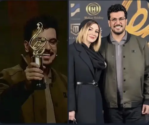  امیرحسین قیاسی همراه با همسرش در مراسم حافظ